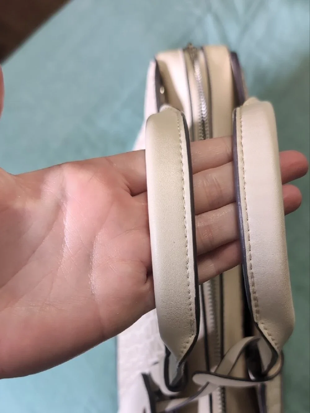Calvin Klein Cream and White Monogram Satchel 🤍